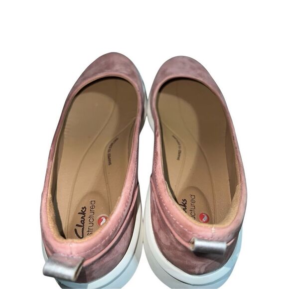 Womens Clarks Un Rio Vibe Wedge Slip On Size 7 Rose Pink Suede Comfort Slide - Picture 13 of 16